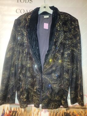 Velvet Embellished Black & Gold Jacket by In Group Ltd.
